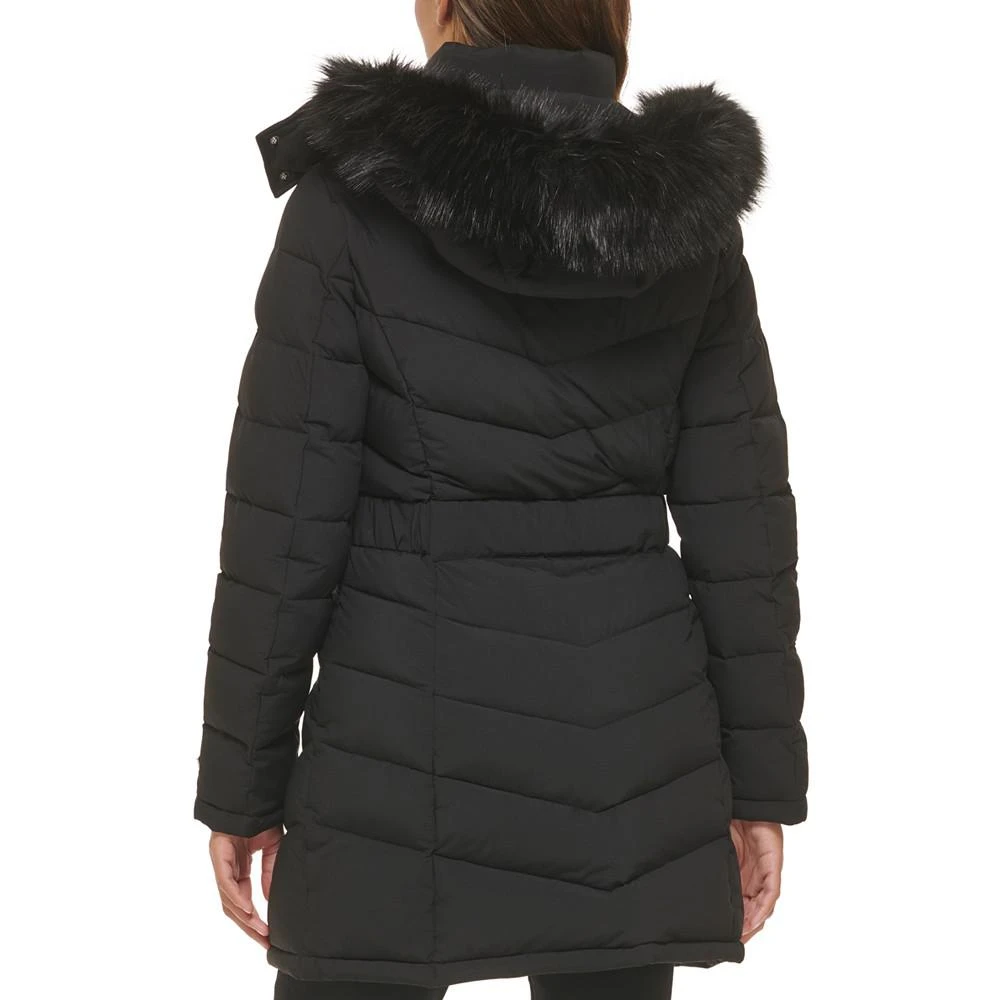 商品Tommy Hilfiger|Petite Faux-Fur-Trim Hooded Belted Puffer Coat, Created for Macy's,价格¥1280,第2张图片详细描述