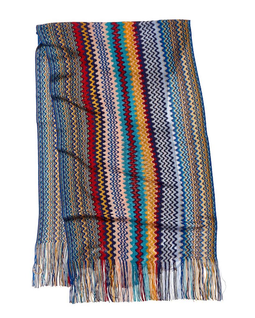 Missoni Wool-Blend Scarf, Blue商品第2张图片规格展示