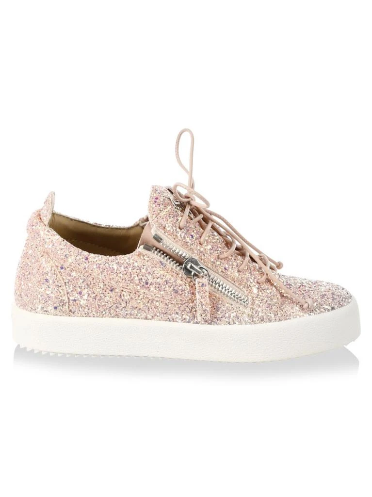 商品Giuseppe Zanotti|Giuseppe Zanotti - May London Double-Zip Glitter Leather Sneakers,价格¥1950,第1张图片