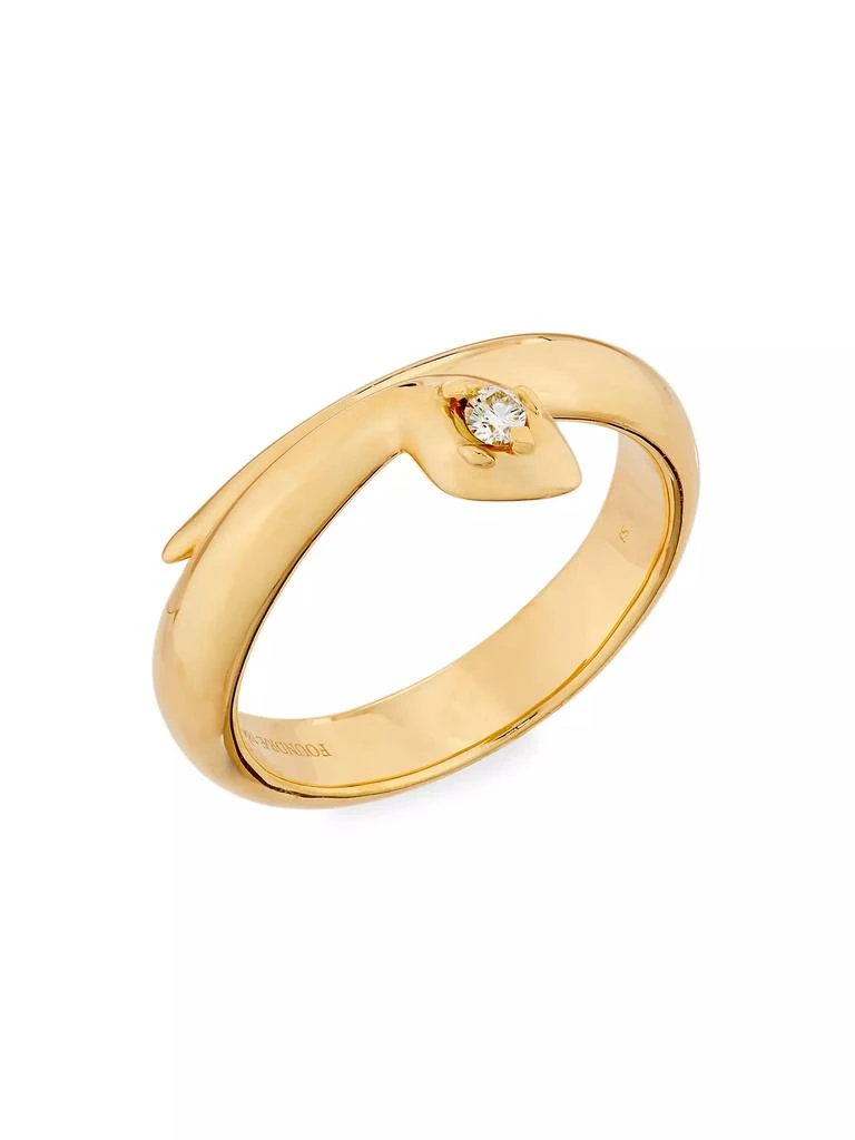 商品Foundrae|Wholeness Snake 18K Yellow Gold & 0.06 TCW Diamond Polished Bookend Band,价格¥19857,第4张图片详细描述