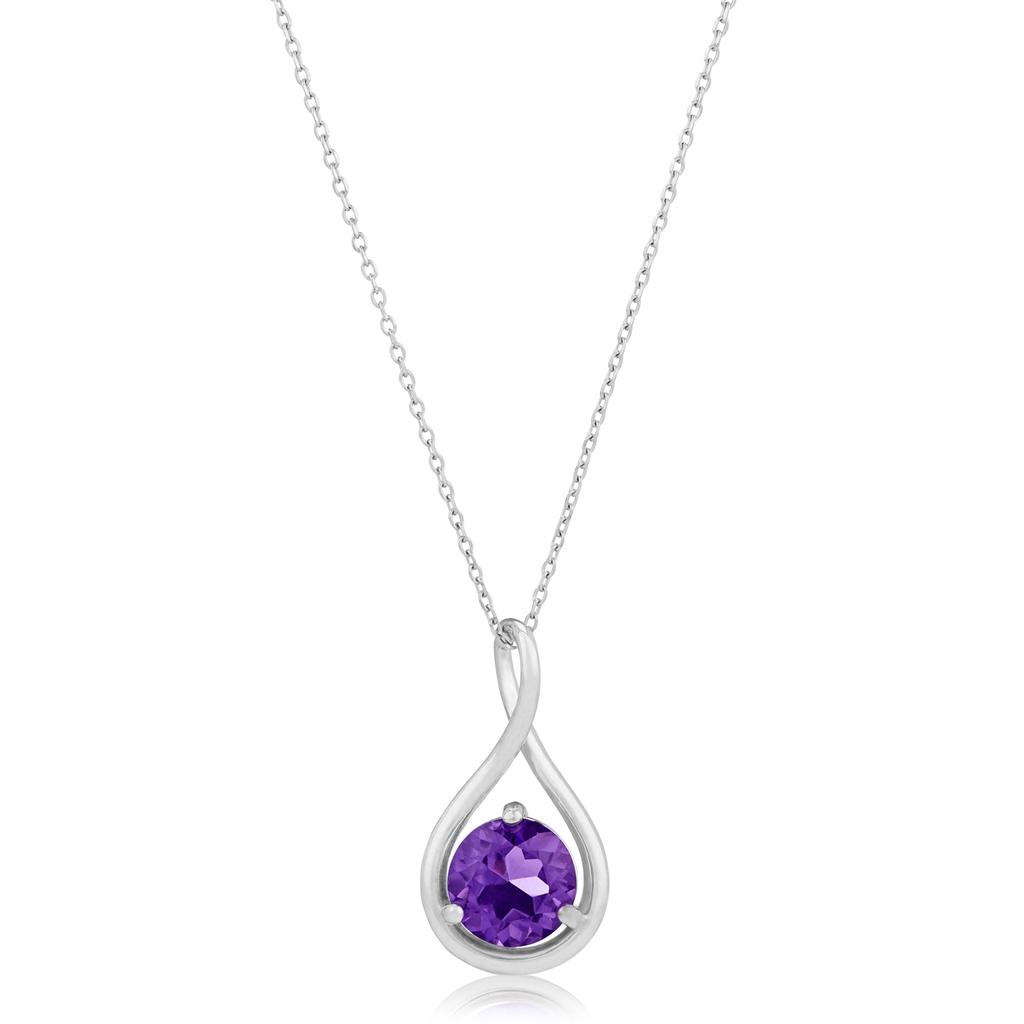 14K White Gold 7mm Round Gemstone Infinity Twist Pendant, 18 inch Cable Chain商品第4张图片规格展示
