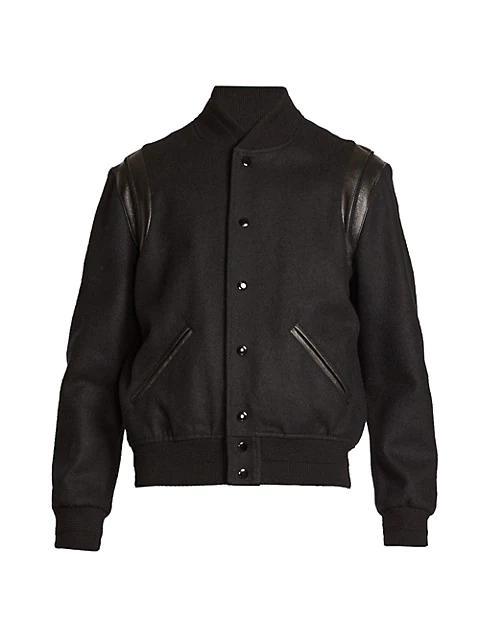 商品Yves Saint Laurent|Teddy 2Bandes Varsity Jacket,价格¥19681,第1张图片