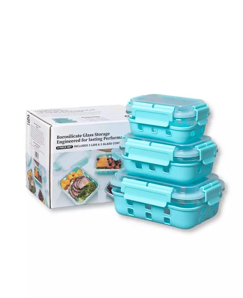 商品Genicook|3 Pc Rectangular Container Hi-Top Lids with Pro Grade Removable Lockdown Levers Silicone Sleeve Set,价格¥237,第3张图片详细描述