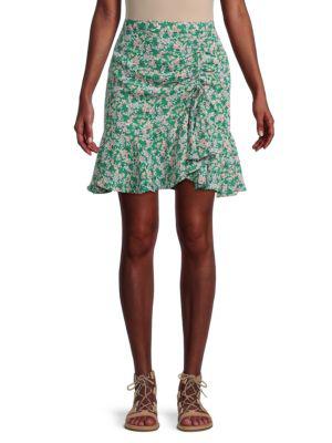 ​Floral Ruched Crepe Ruffle Mini Skirt商品第1张图片规格展示