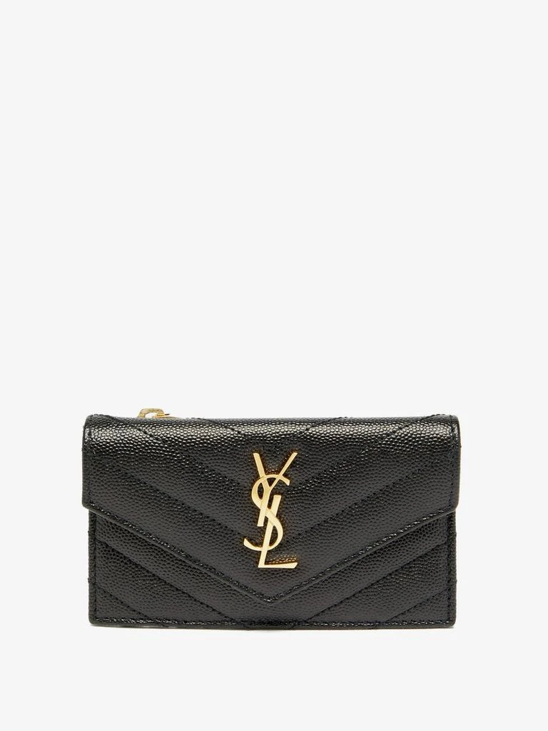 商品Yves Saint Laurent|YSL-logo quilted-leather cardholder,价格¥3562,第1张图片