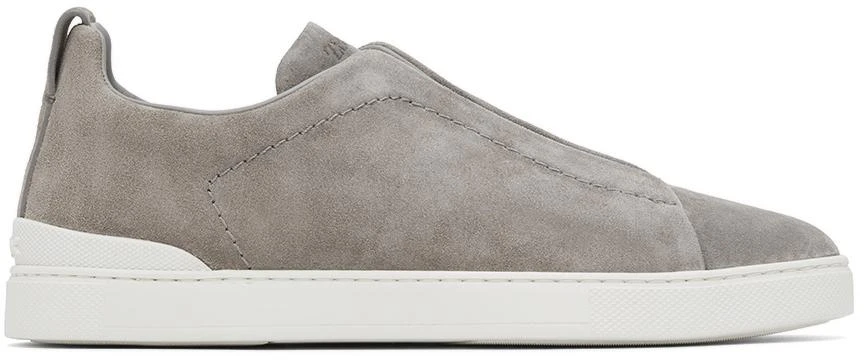 商品Zegna|Gray Triple Stitch Sneakers,价格¥5080,第1张图片