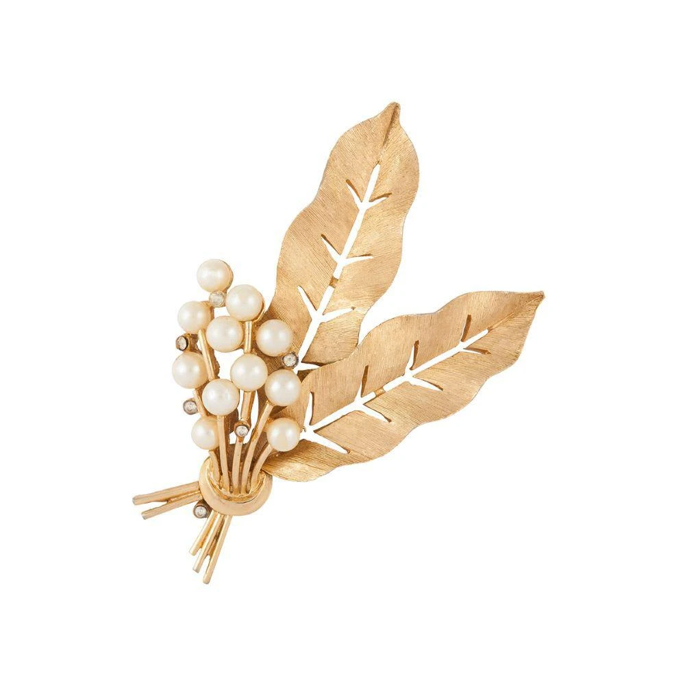 商品Susan Caplan Vintage|1960s vintage trifari faux pearl leaf brooch,价格¥2391,第1张图片