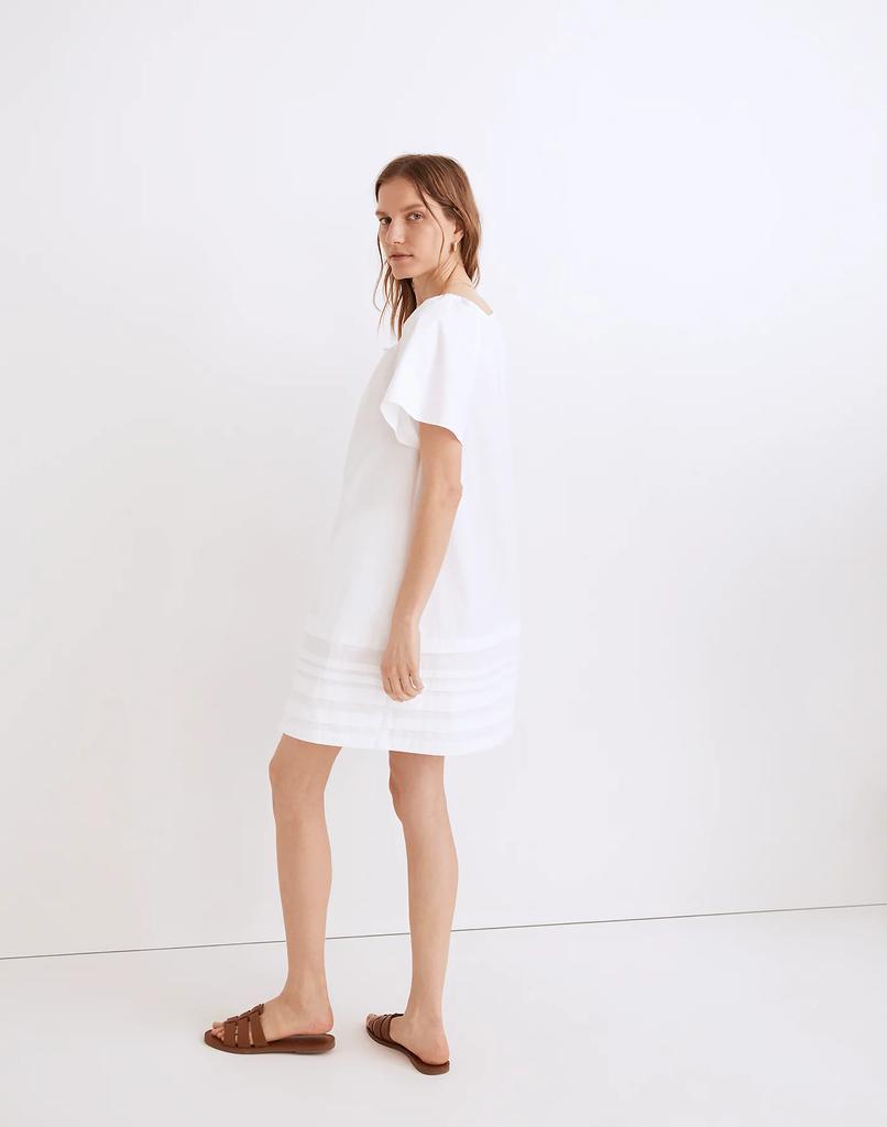 商品Madewell|Poplin Flutter-Sleeve Pintuck Mini Dress,价格¥187-¥224,第5张图片详细描述