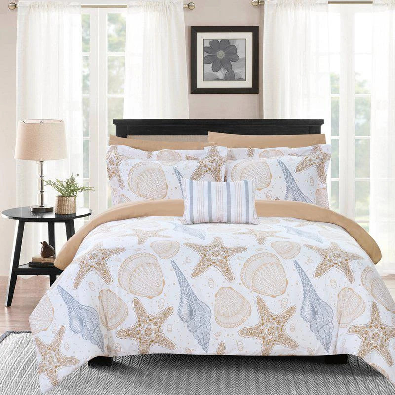 商品Chic Home Design|Eula 8 Piece Reversible Comforter Set "Life In The Sea" Theme Print Design Bed In A Bag KING,价格¥1032,第1张图片
