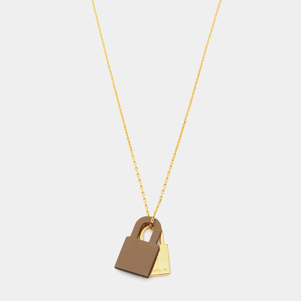 Hermès Gold Plated & Leather O'Kelly Pendant Necklace商品第3张图片规格展示