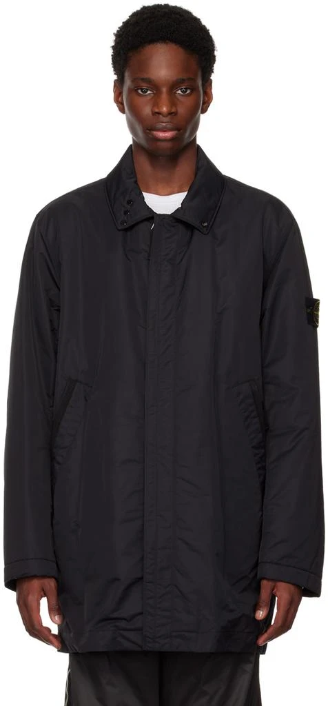 商品Stone Island|Black Convertible Collar Coat,价格¥4402,第1张图片