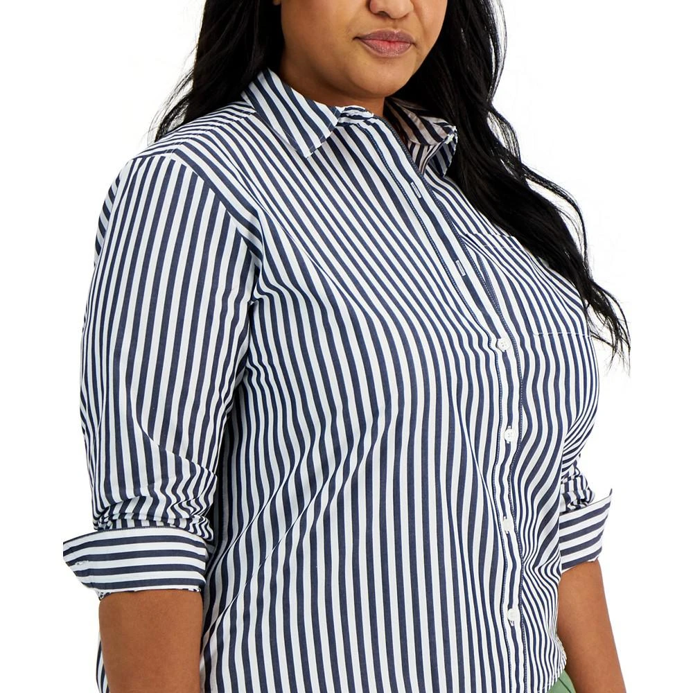 商品Style & Co|Trendy Plus Striped Boyfriend Shirt, Created for Macy's,价格¥126,第3张图片详细描述