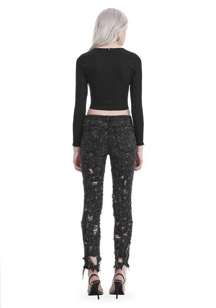 商品Alexander Wang|COMPACT STRETCH LONG SLEEVE CROPPED TOP,价格¥1091,第4张图片详细描述