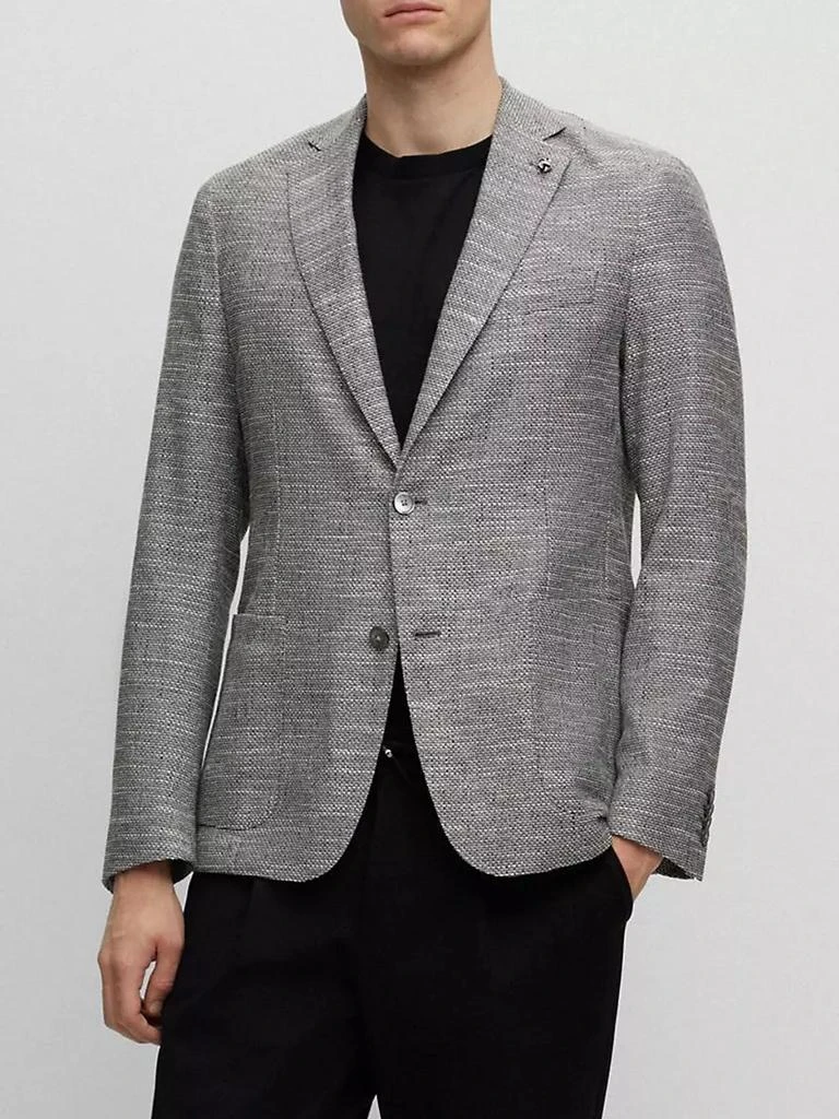 商品Hugo Boss|Micro-Pattern Slim-Fit Jacket In A Cotton Blend,价格¥3495,第2张图片详细描述