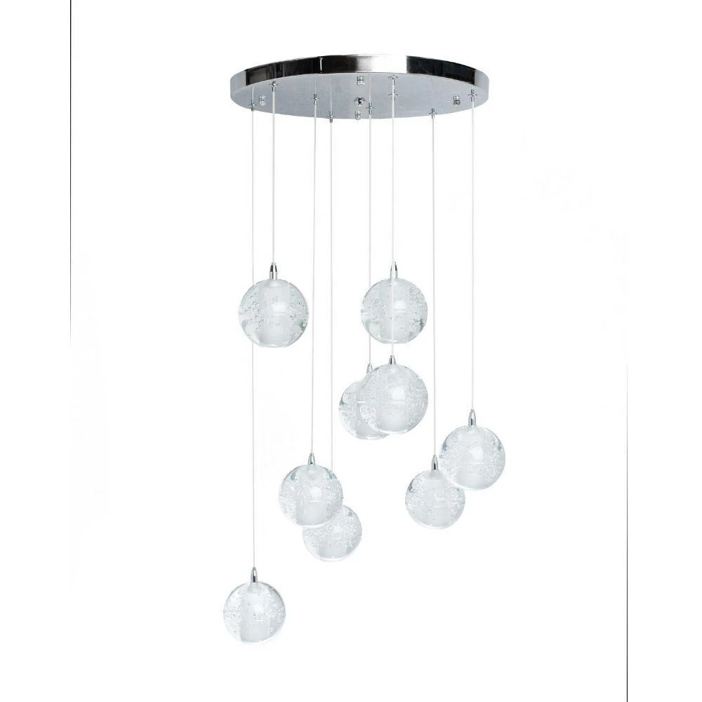 商品Finesse Decor|9 light Crystal Spheres Chandelier  // Round Chrome Canopy,价格¥5422,第1张图片