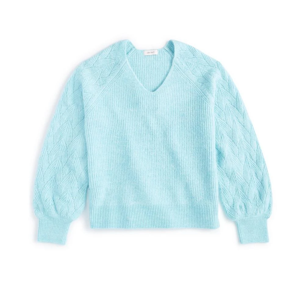 商品On 34th|Women's V-Neck Pointelle-Sleeve Sweater, Created for Macy's,价格¥178,第5张图片详细描述