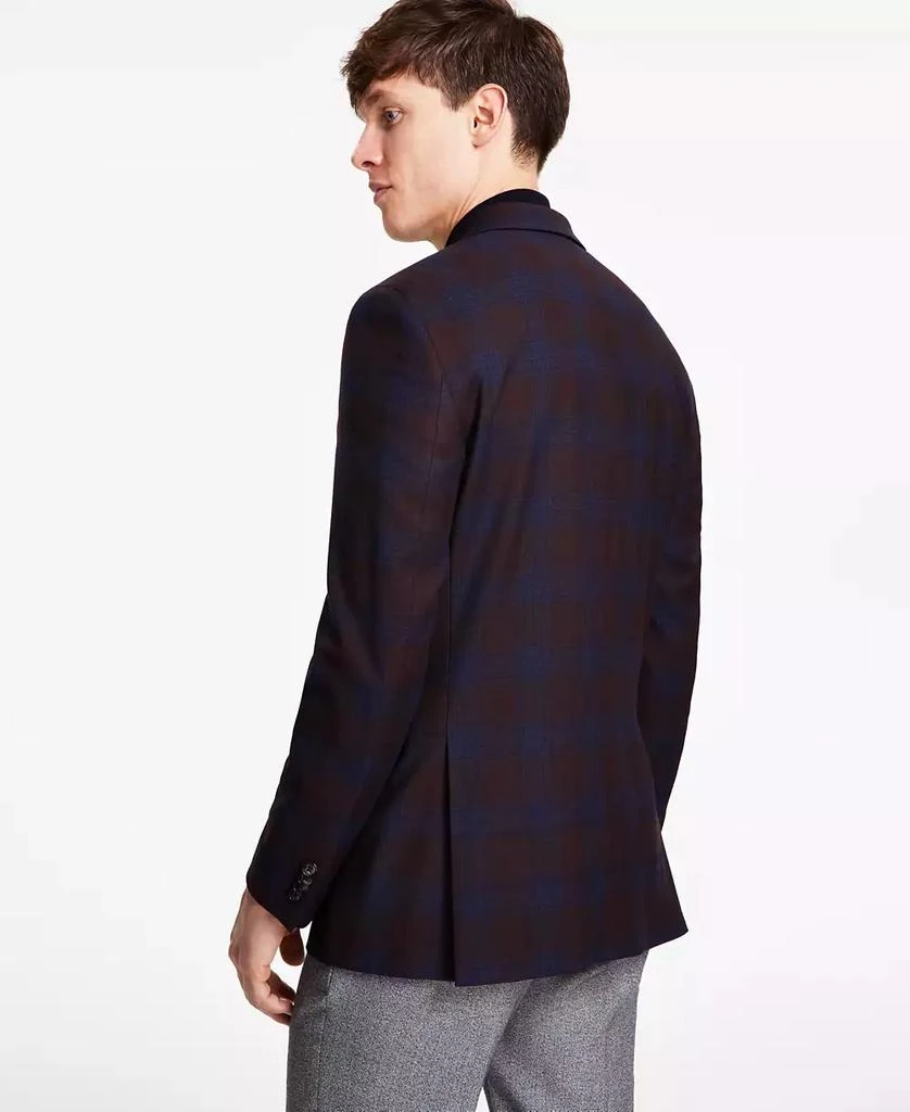 商品Tommy Hilfiger|Men's Modern-Fit Burgundy Plaid Sport Coat,价格¥281,第2张图片详细描述