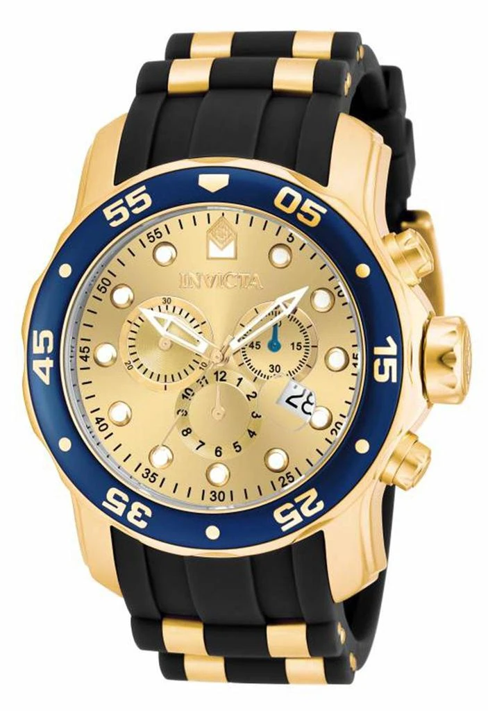 商品Invicta|Invicta Men's Chronograph Watch - Pro Diver Steel & Polyurethane Strap Champagne Dial,价格¥718,第2张图片详细描述