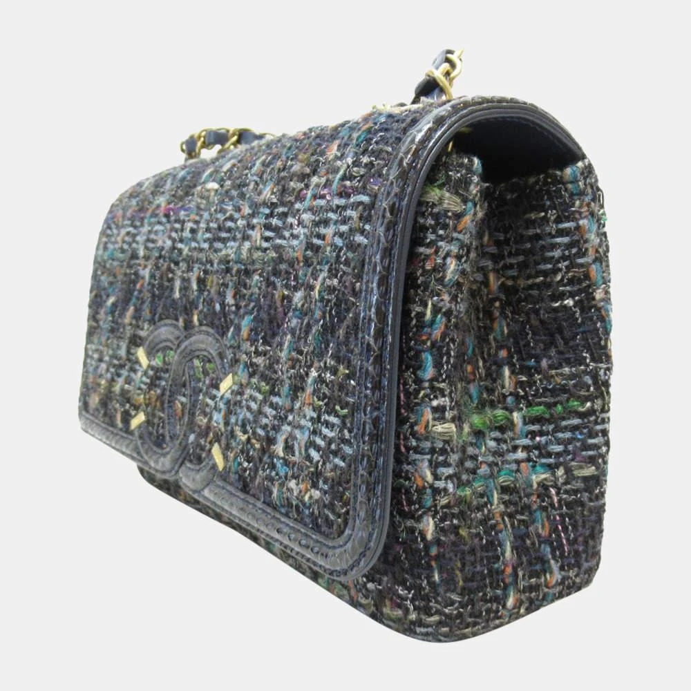 商品[二手商品] Chanel|Chanel Blue Tweed  CC Filigree Flap Chain Shoulder Bag,价格¥36229,第2张图片详细描述