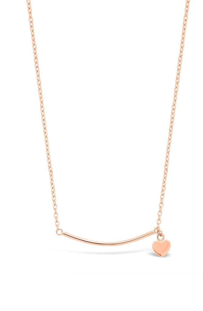 商品Sterling Forever|14K Rose Gold Plated Sterling Silver Polished Bar & Heart Drop Necklace,价格¥224,第1张图片