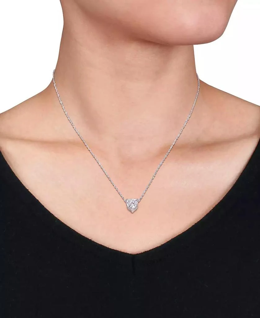 商品Macy's|Lab-Grown Moissanite Heart Solitiare 17" Pendant Necklace (2 ct. t.w.) in 10k White Gold,价格¥3796,第2张图片详细描述