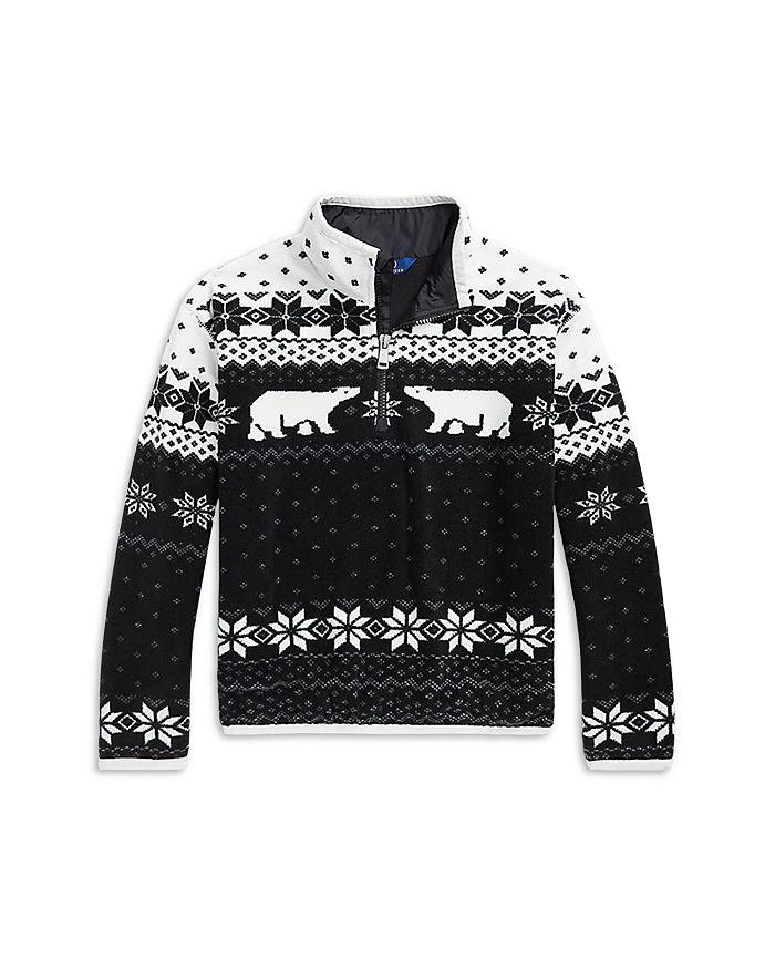 商品Ralph Lauren|Girls' Fair Isle Fleece Quarter-Zip Pullover - Little Kid, Big Kid,价格¥516,第1张图片