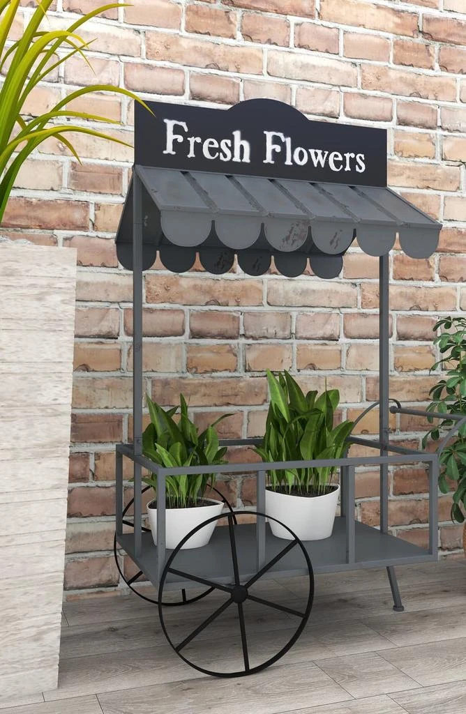 Black Metal Indoor & Outdoor Flower Cart Plant Stand 商品