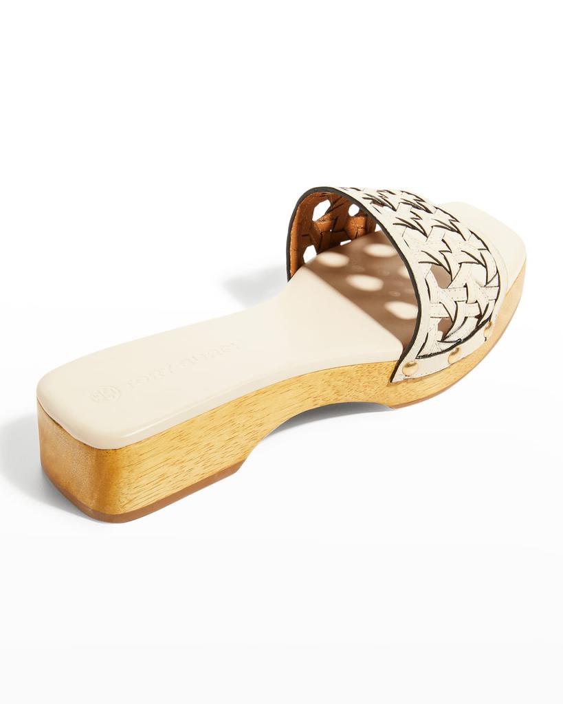 Basketweave Calfskin Clog Sandals商品第3张图片规格展示