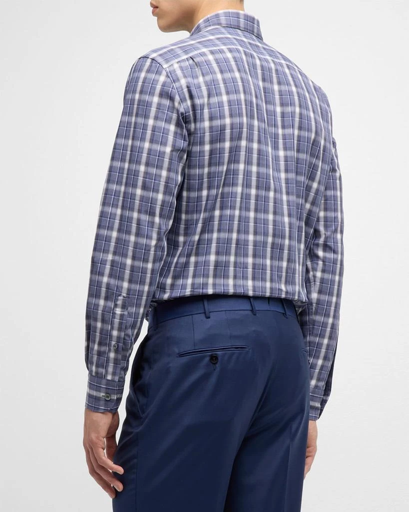 商品Zegna|Men's Cotton Plaid Sport Shirt,价格¥943,第4张图片详细描述