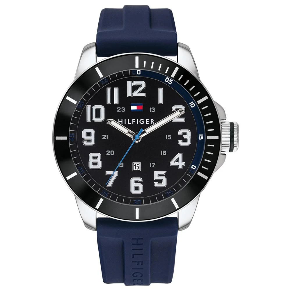商品Tommy Hilfiger|Men's Blue Silicone Strap Watch 46mm, Created for Macy's,价格¥714,第1张图片