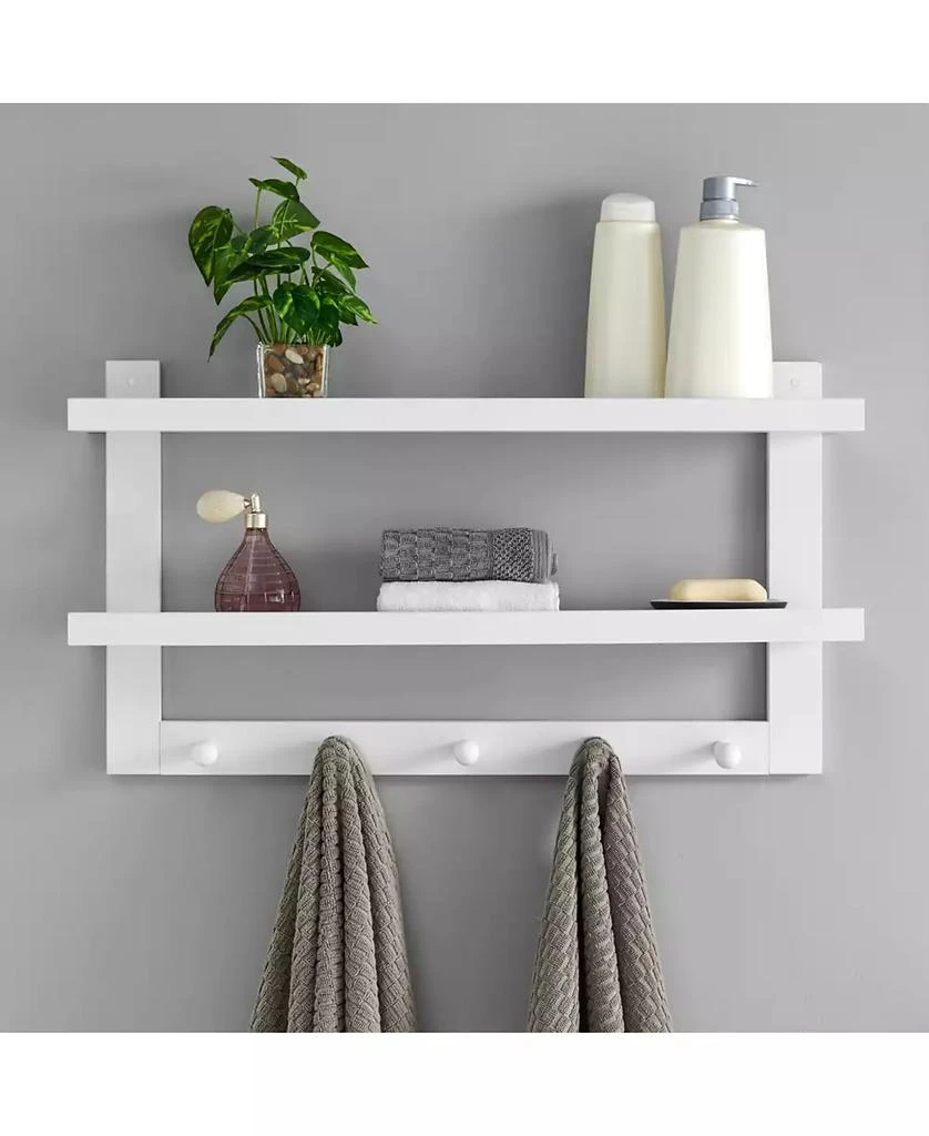 商品Danya B|Two-Tier Ledge Shelf Wall organizer with Five Hanging Hooks,价格¥251,第2张图片详细描述