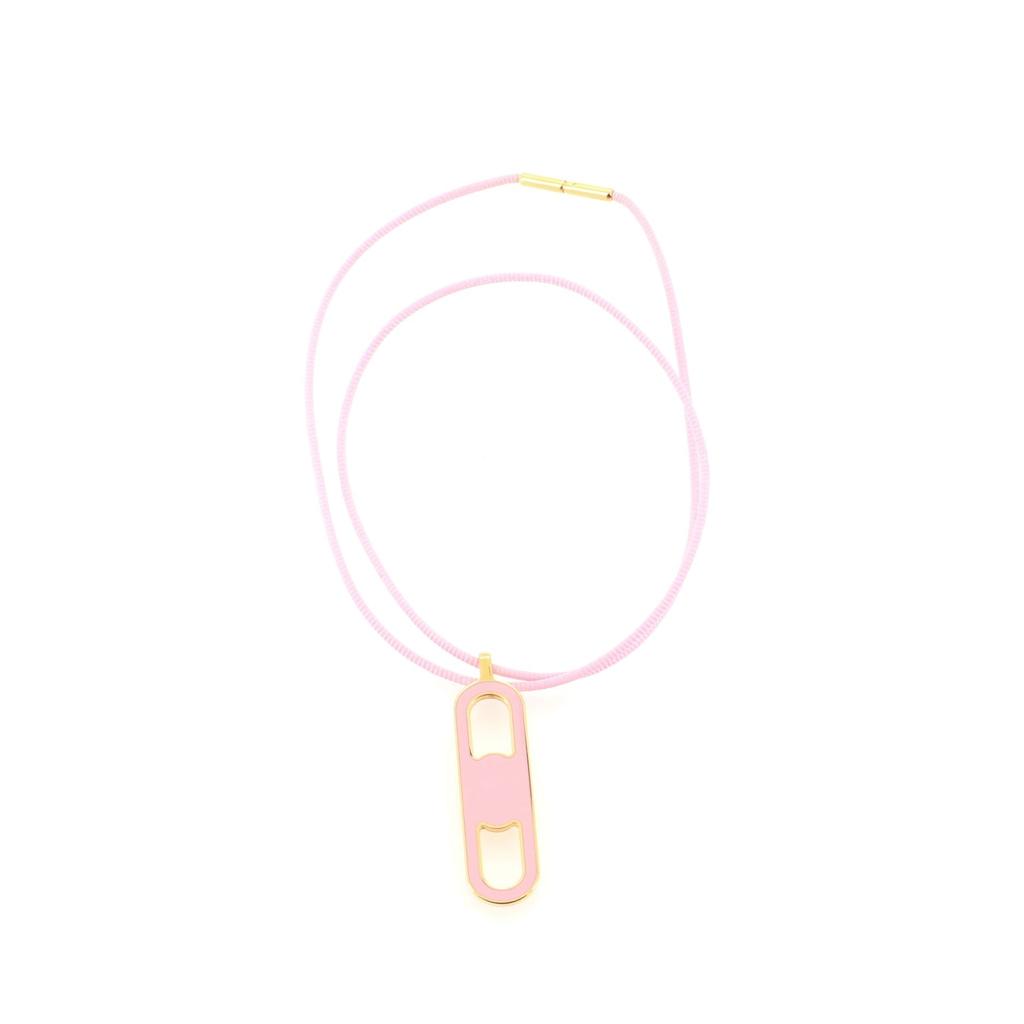 Hermes Maillon Pendant Choker Silk Cord with Metal and Enamel Pink商品第1张图片规格展示