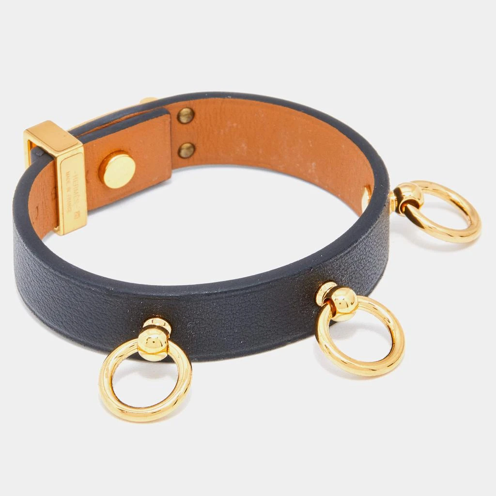 商品[二手商品] Hermes|Hermes Mini Dog Black Leather Gold Tone Bracelet,价格¥2675,第2张图片详细描述