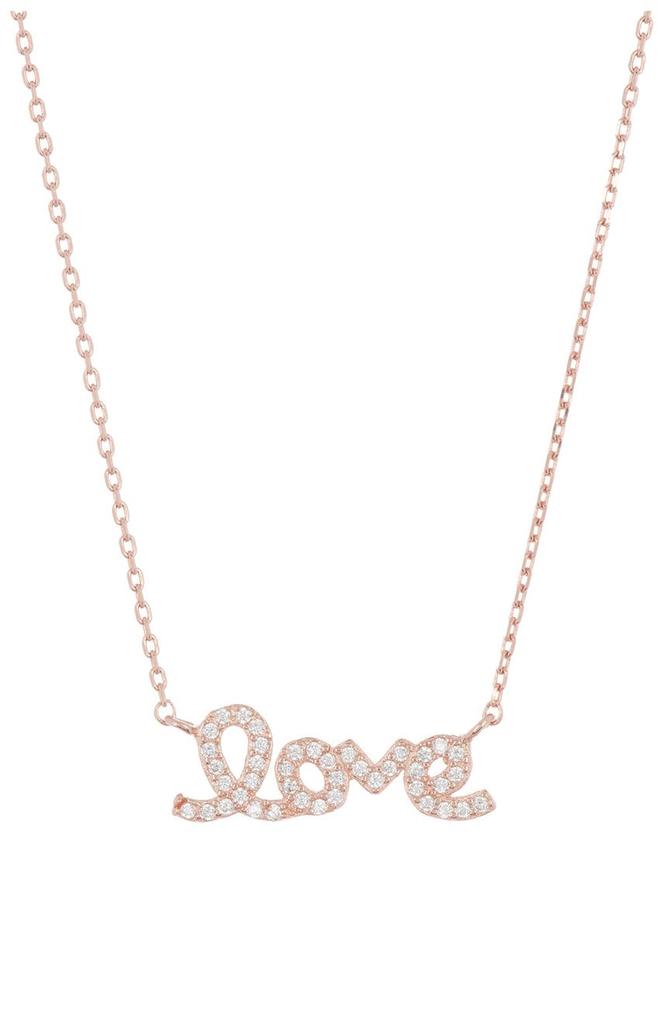 14K Rose Gold Plated Cursive Love Pendant Necklace商品第1张图片规格展示