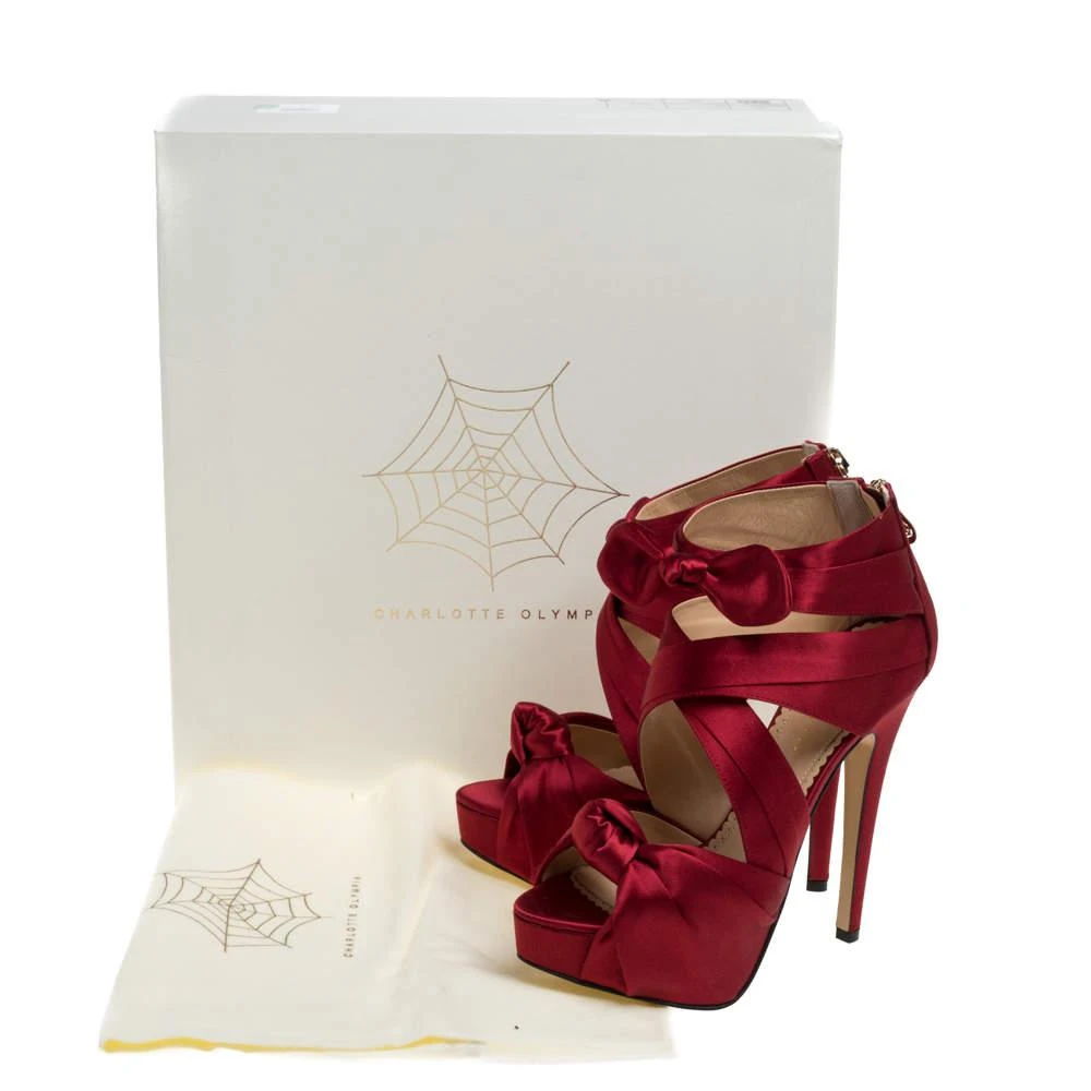 Charlotte Olympia Red Satin Andrea Knotted Platform Sandals Size 35 商品
