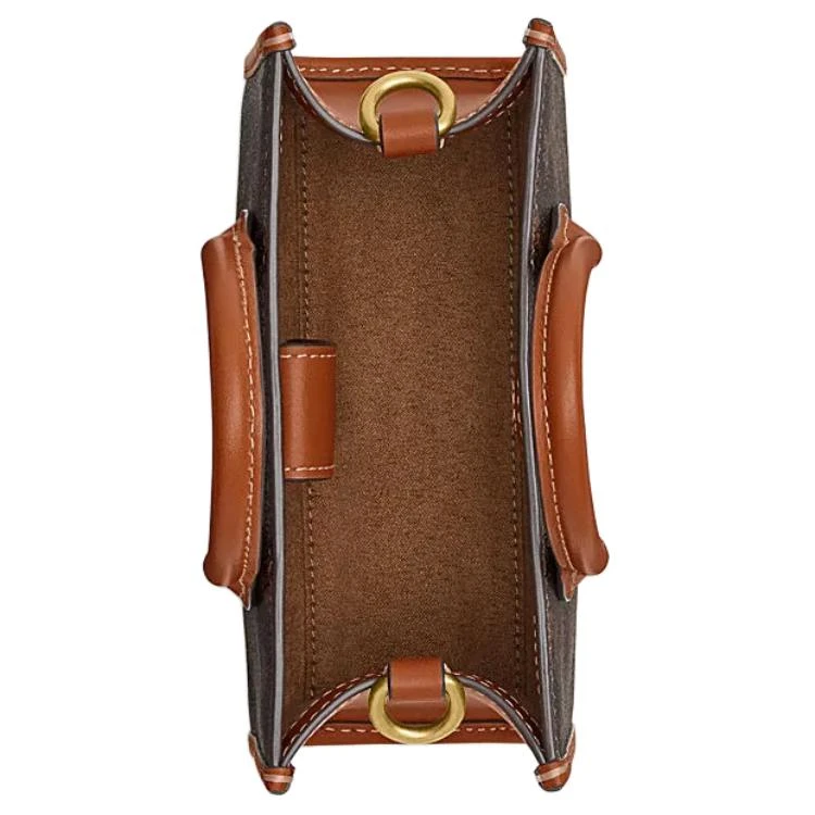 商品[国内直发] Coach|蔻驰 Ace 17 马车图案印花 人造革拼牛皮革 托特包Tote包购物袋单肩斜挎手提包 小号 女款 松露色,价格¥1928,第3张图片详细描述