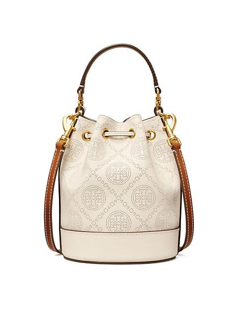 商品Tory Burch|T Monogram Perforated Leather Mini Bucket Bag,价格¥3293,第6张图片详细描述