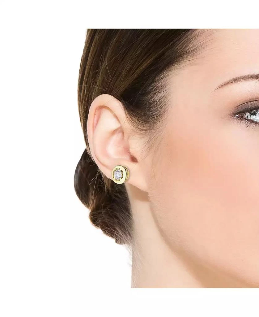 商品Rachel Glauber|14k Gold Plated with Cubic Zirconia Round Modern Bezel Stud Earrings,价格¥91,第3张图片详细描述