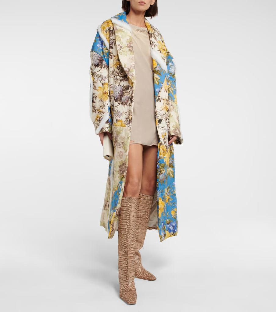 Floral patchwork padded cotton coat商品第6张图片规格展示