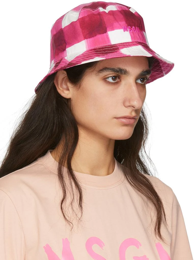 商品MSGM|Pink Plaid Bucket Hat,价格¥553,第2张图片详细描述