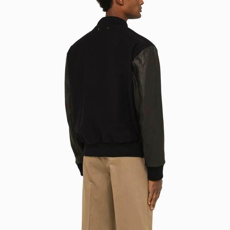 商品Golden Goose|Navy blue bomber jacket with leather sleeves,价格¥4880,第3张图片详细描述