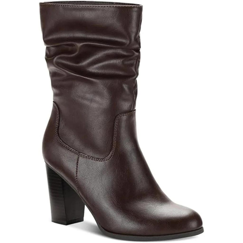 Style & Co Saraa Boot Women's Brown Block Heel Slouch Mid-Calf Booties LION605 image 2