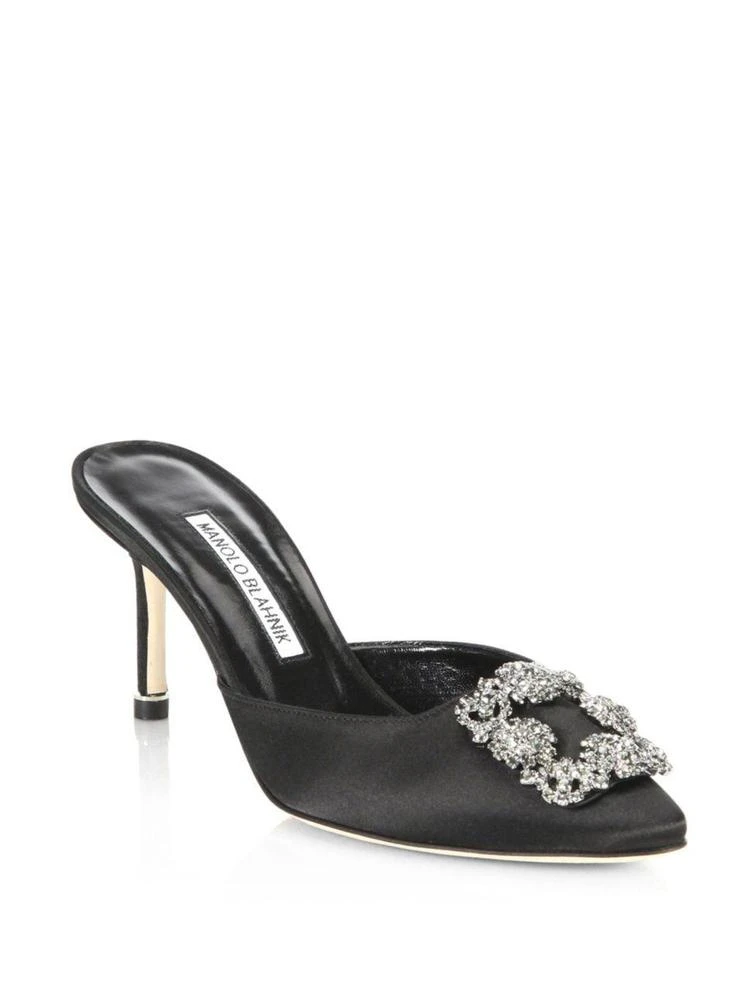 商品Manolo Blahnik|Manolo Blahnik - Hangisi 70 Embellished Satin Mules,价格¥5001,第1张图片