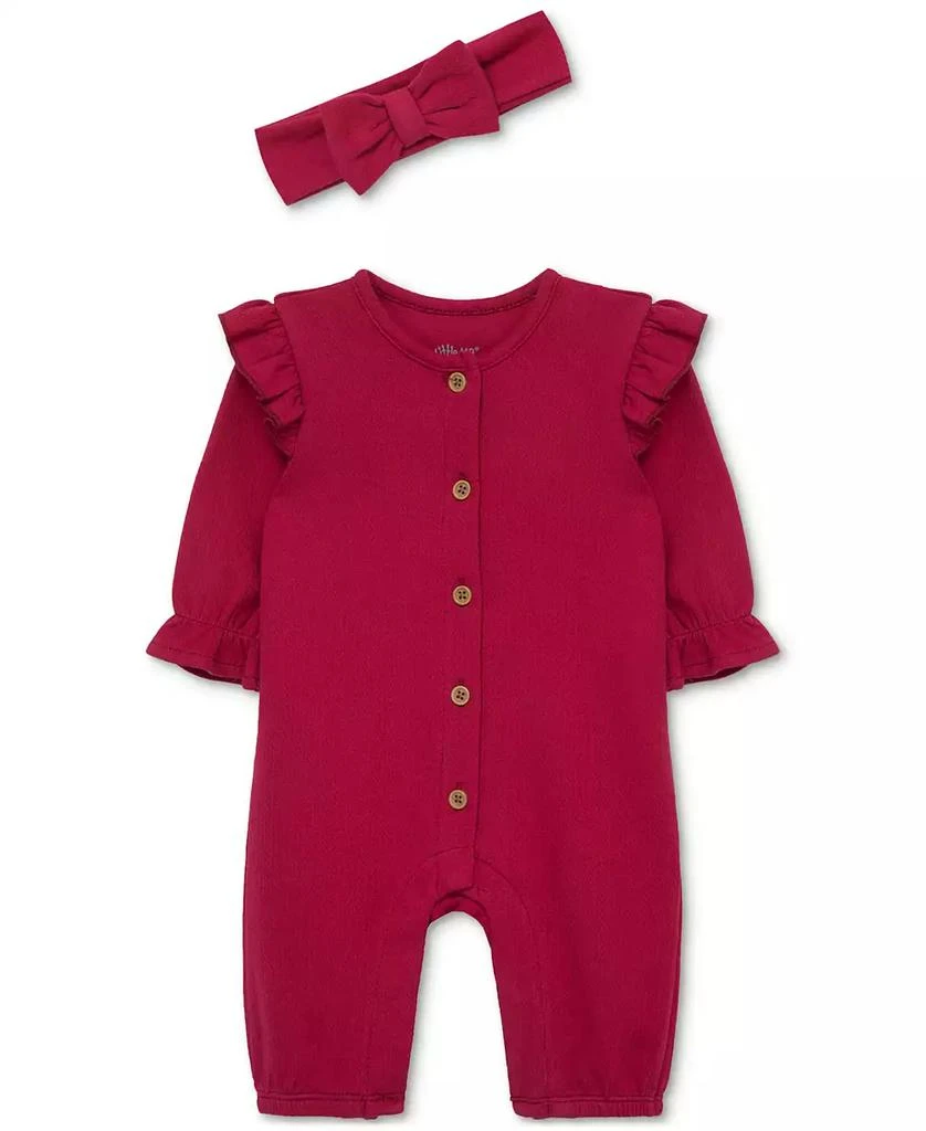 商品Little Me|Baby Girls 2-Pc. Pointelle Coveralls & Headband Set,价格¥225,第1张图片