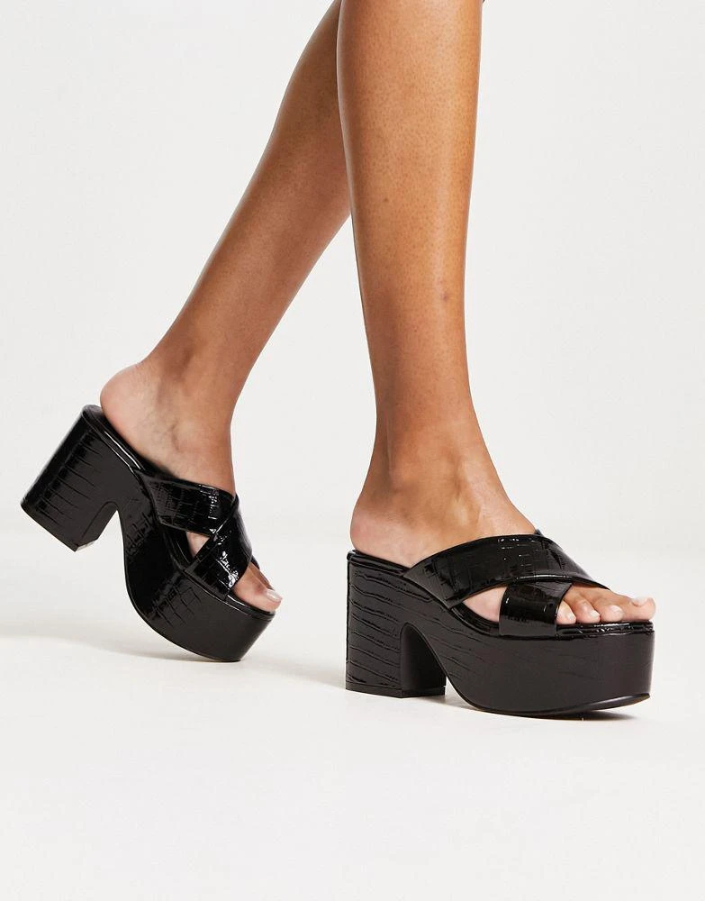 商品Daisy Street|Daisy Street Exclusive platform heeled sandals in black,价格¥128,第4张图片详细描述