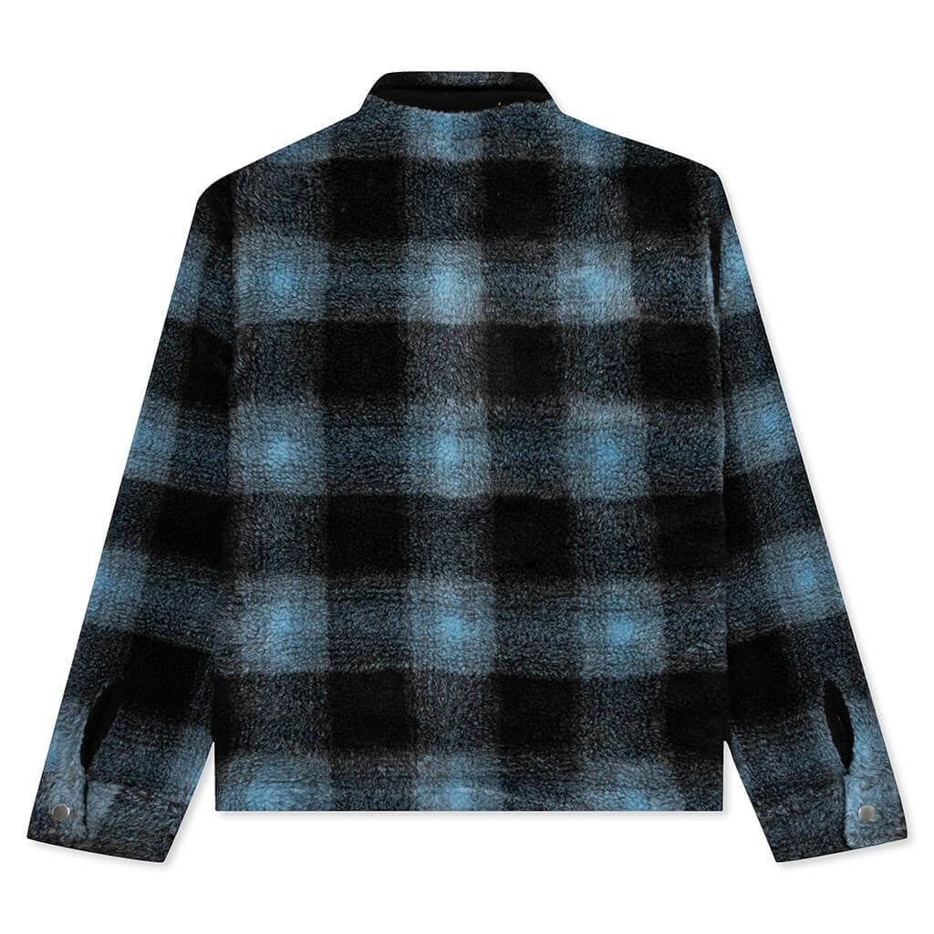 商品STUSSY|Stussy Shadow Plaid Sherpa Zip Shirt - Blue,价格¥1182,第4张图片详细描述