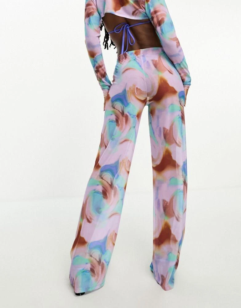 商品AsYou|ASYOU chuck on printed wide leg trouser in multi,价格¥98,第4张图片详细描述