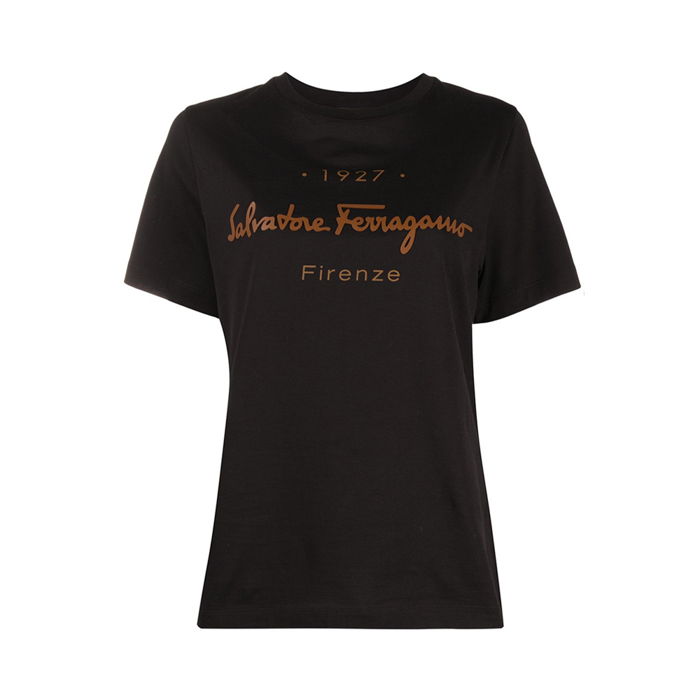 SALVATORE FERRAGAMO 女士黑色标志短袖T恤 11-C466-727088商品第1张图片规格展示