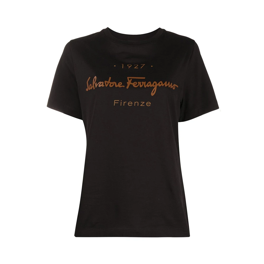 商品Salvatore Ferragamo|SALVATORE FERRAGAMO 女士黑色标志短袖T恤 11-C466-727088,价格¥1788,第1张图片