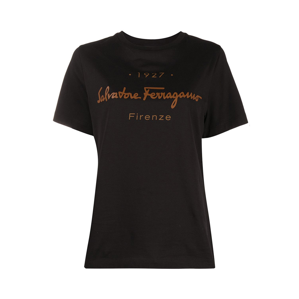 商品Salvatore Ferragamo|SALVATORE FERRAGAMO 女士黑色标志短袖T恤 11-C466-727088,价格¥1661,第1张图片